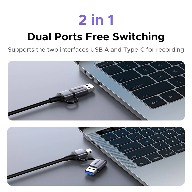 Card thu hình HDMI UGREEN 25773 4K@30Hz Loop Out hỗ trợ độ phân giải 2K 30FPS 1080P 60FPS, USB 3.0