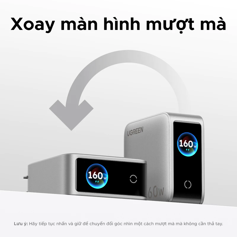 Củ sạc nhanh 160W GaN 5 cổng USB-C x4, USB-A x1 có màn LCD hiển thị Ugreen 35379/X774 cao cấp