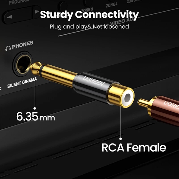 Đầu chuyển đổi âm thanh 6.35mm sang RCA Mono Ugreen 80731 cao cấp