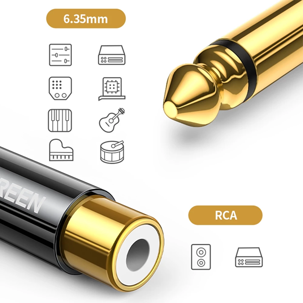 Đầu chuyển đổi âm thanh 6.35mm sang RCA Mono Ugreen 80731 cao cấp