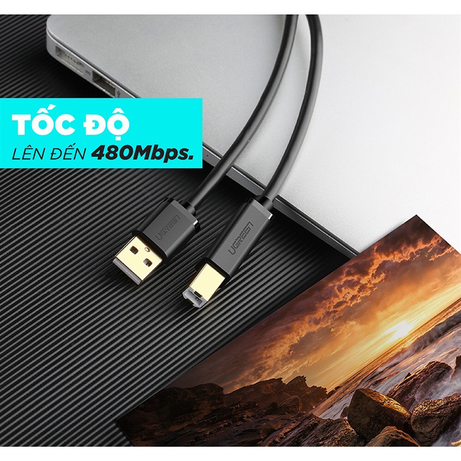 Dây, Cáp máy in USB 1m đầu mạ vàng chính hãng Ugre