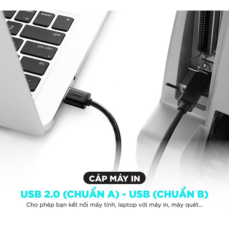 Dây, Cáp máy in USB 1m đầu mạ vàng chính hãng Ugre