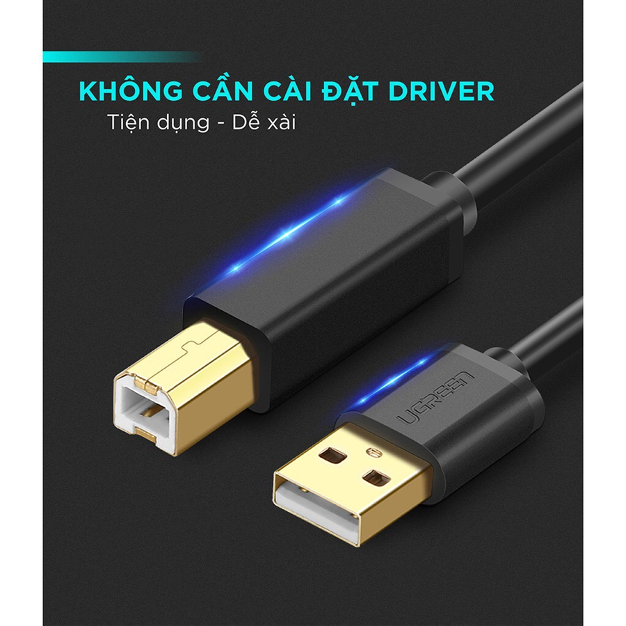 Dây, Cáp máy in USB 1m đầu mạ vàng chính hãng Ugre