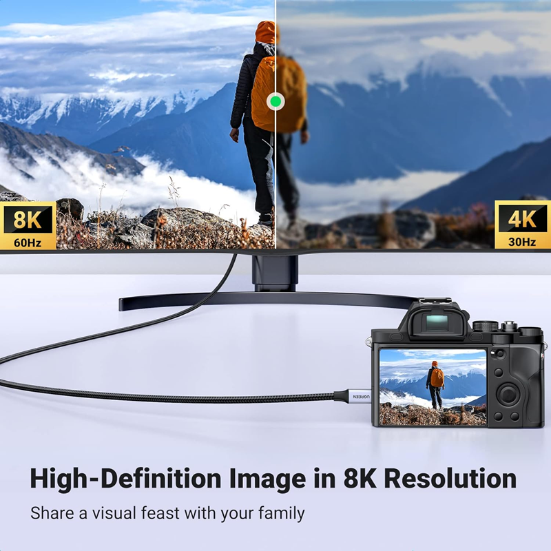 Dây, cáp Miro HDMI sang HDMI 2.1 dài 1M Ugreen 15516, hỗ trợ 8K60Hz 4K120Hz 48Gbps, Dynamic HDR, eAR