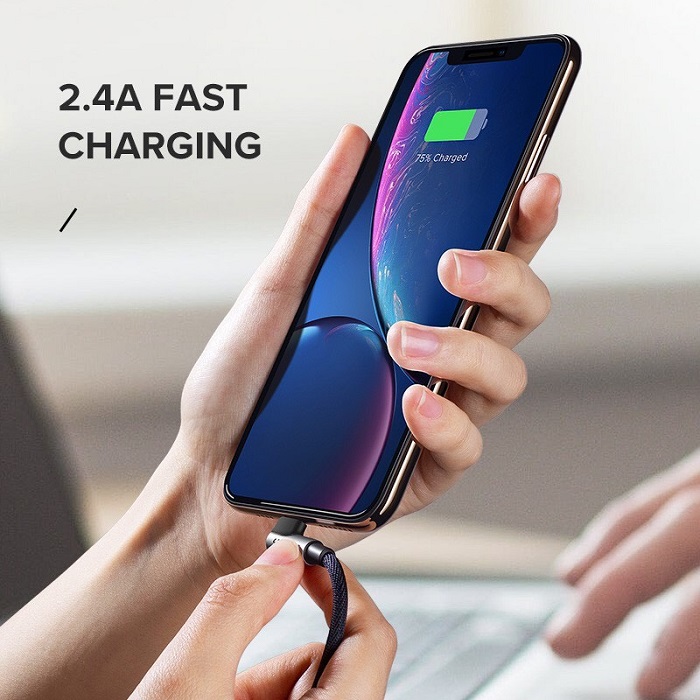 Dây cáp UGREEN bện nylon dạng góc 90 độ MFI cổng USB-C sang Lightning dài 2M US305 60765 cao cấp