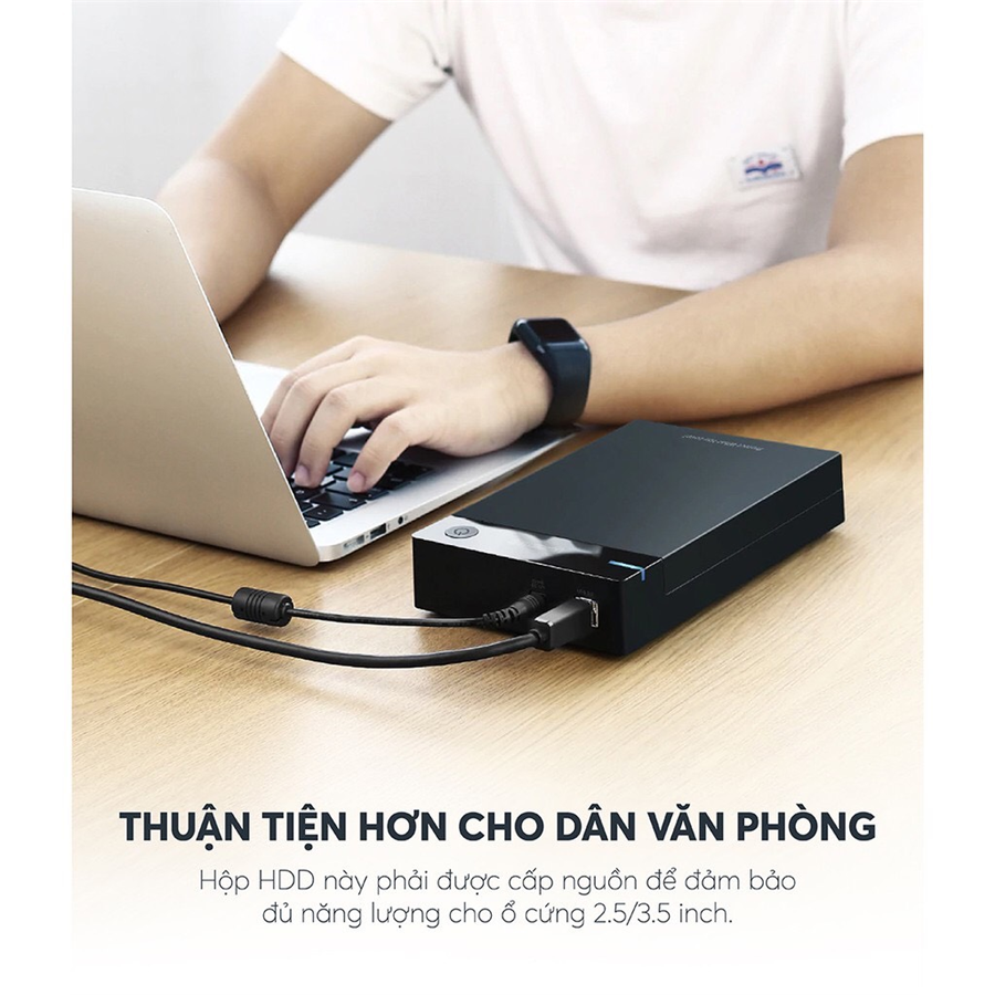 Hộp đựng ổ cứng 3.5 inch Sata/USB 3.0 hỗ trợ 10TB chính hãng Ugreen 50422 cao cấp