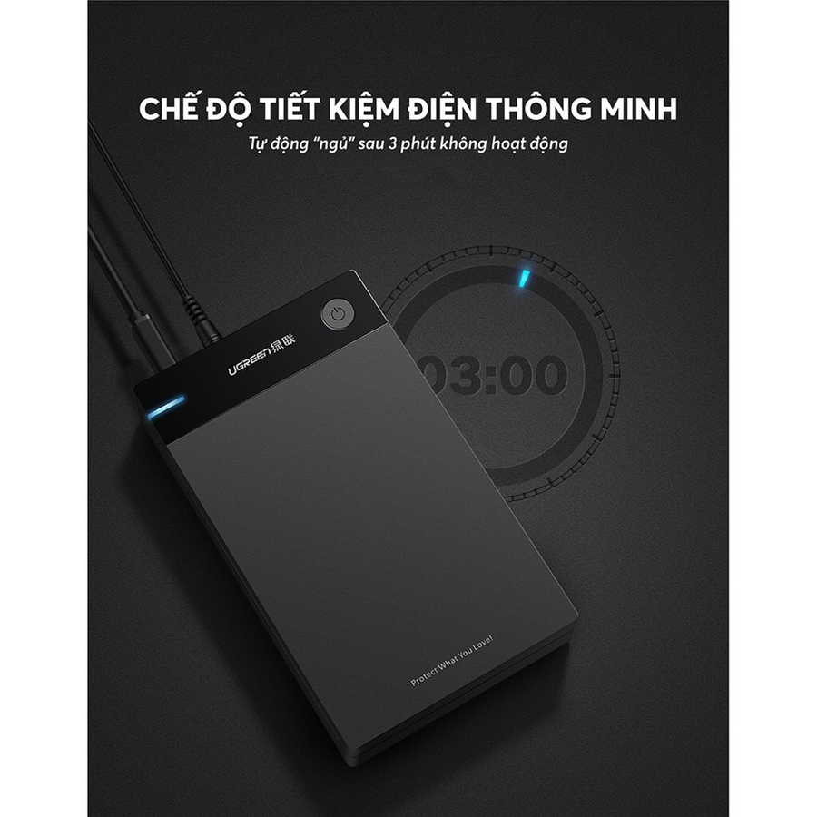 Hộp đựng ổ cứng 3.5 inch Sata/USB 3.0 hỗ trợ 10TB chính hãng Ugreen 50422 cao cấp