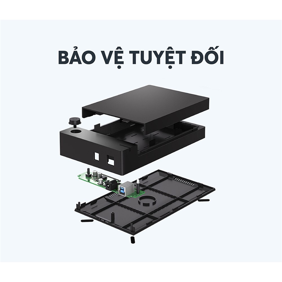 Hộp đựng ổ cứng 3.5 inch Sata/USB 3.0 hỗ trợ 10TB chính hãng Ugreen 50422 cao cấp