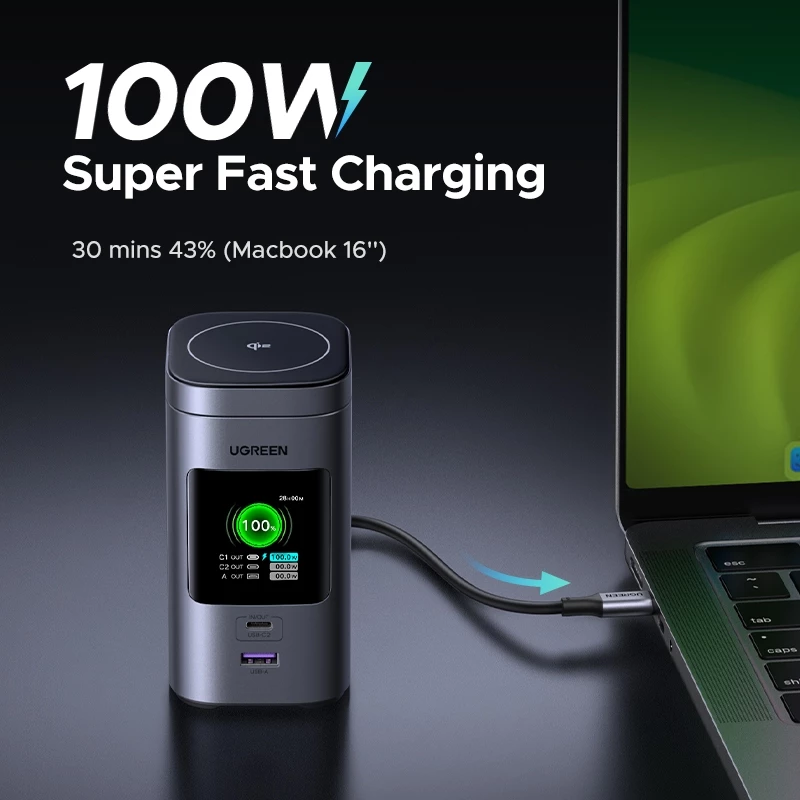Pin dự phòng UGREEN PB771 (35527B) Qi2 15W-Nexod 20000mAh Sạc nhanh + Không dây từ tính 145W