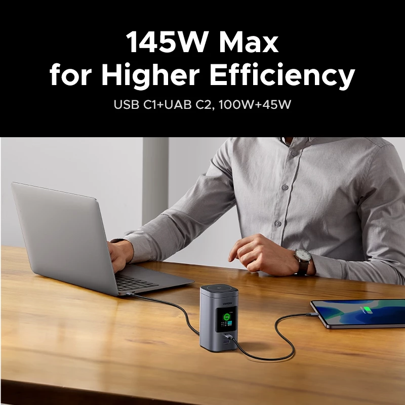 Pin dự phòng UGREEN PB771 (35527B) Qi2 15W-Nexod 20000mAh Sạc nhanh + Không dây từ tính 145W