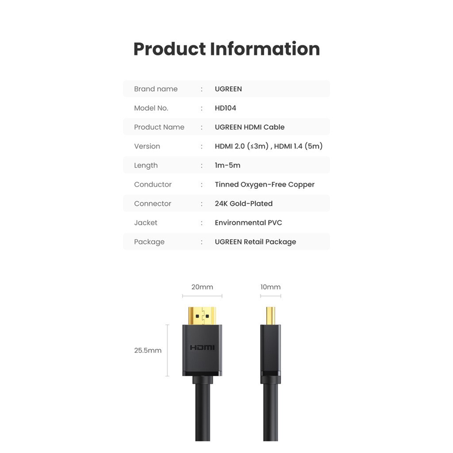 Ugreen 10110, Cáp HDMI 10M Ugreen 4K 2K cao cấp