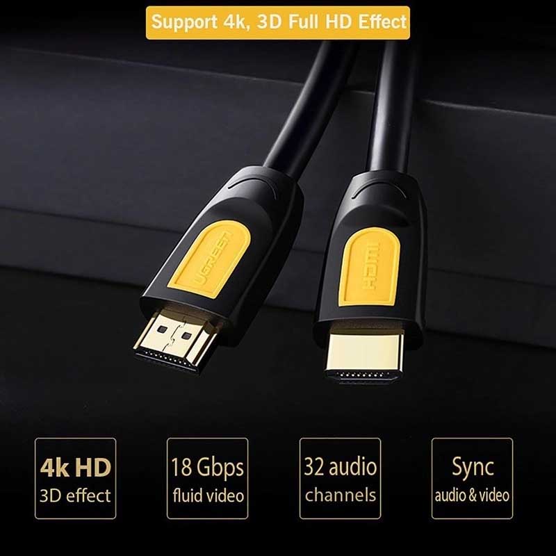 Ugreen 10115 Cáp HDMI Tròn UGREEN 1m (Vàng/Đen) cao cấp