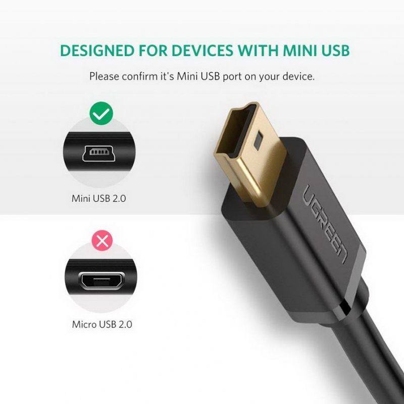 Ugreen 10353 Cáp USB 2.0 to USB Mini 25cm cao cấp