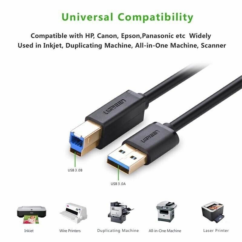 Ugreen 10372  Dây - Cáp máy in, ổ cứng ngoài USB 3.0 dài 2m cao cấp