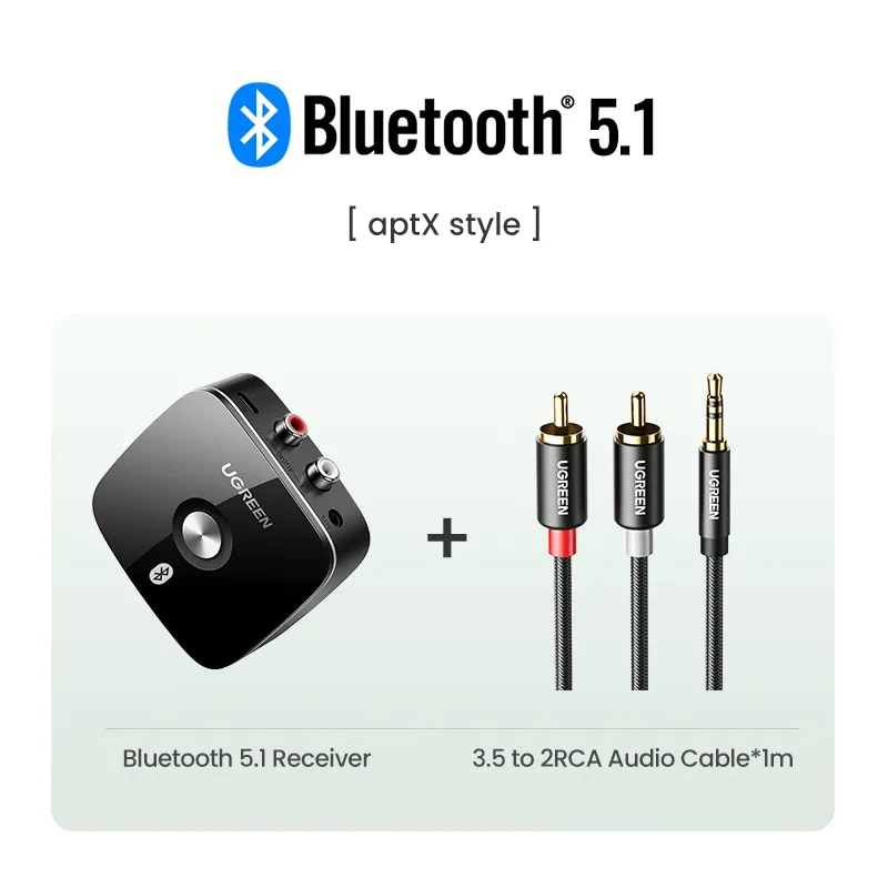 Ugreen 10399, Bộ thu Bluetooth 5.0 to Audio 3.5mm có Jack 3.5mm hổ trợ SRCC Chính Hãng