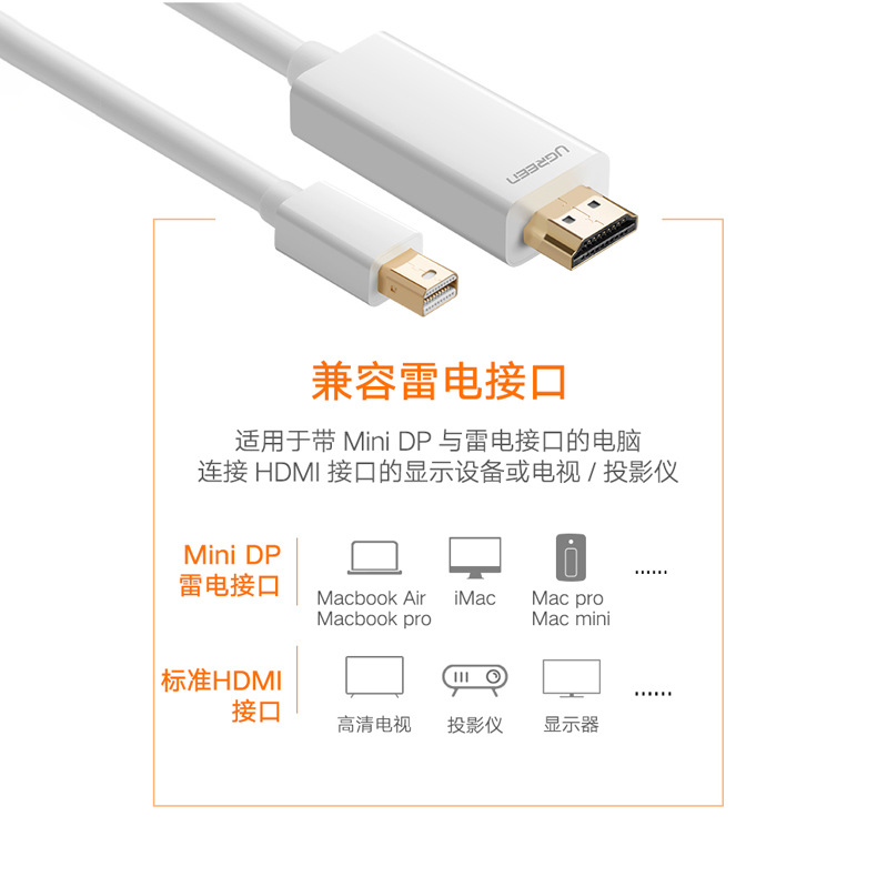 Ugreen 10404, Cáp chuyển đổi mini DisplayPort to HDMI 2M cho Macbook air, Macbook Pro Cao Cấp