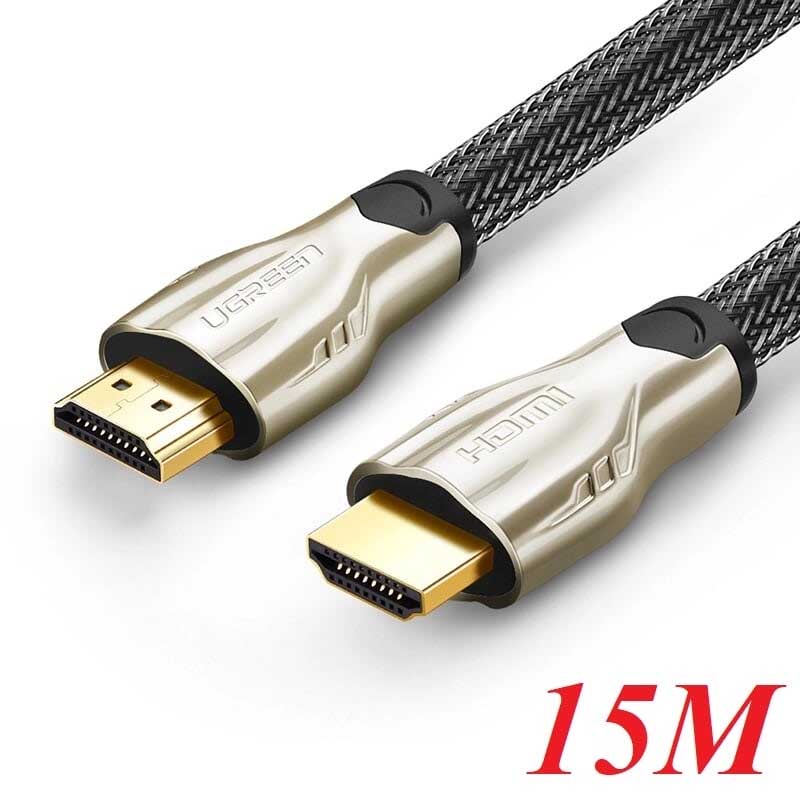 Ugreen 11197 Cáp HDMI HD102 đầu nối kim loại nylon bện 1.4V đồng đầy đủ 19+1 15M chính hãng