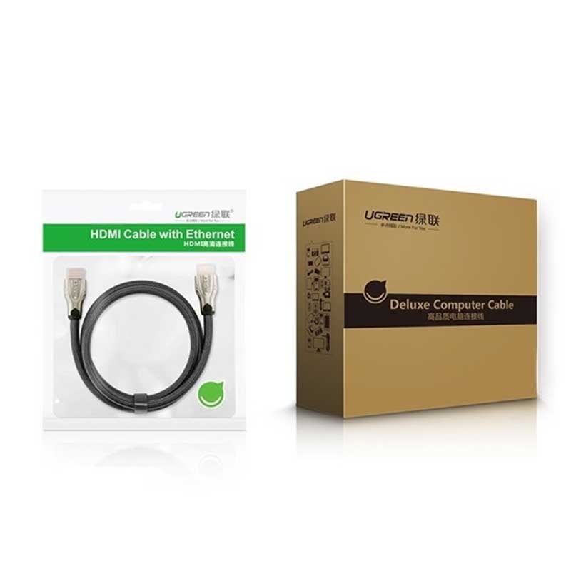 Ugreen 11197 Cáp HDMI HD102 đầu nối kim loại nylon bện 1.4V đồng đầy đủ 19+1 15M chính hãng