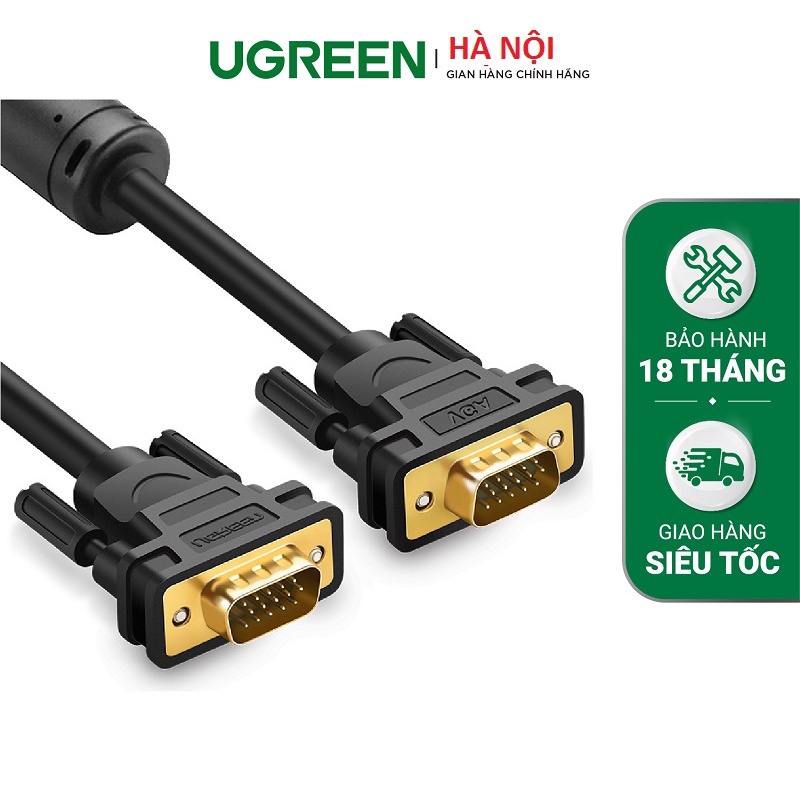 Ugreen 11633, Dây, Cáp VGA 10M ( 3 +6) cao cấp dùng cho Máy tính, máy chiếu