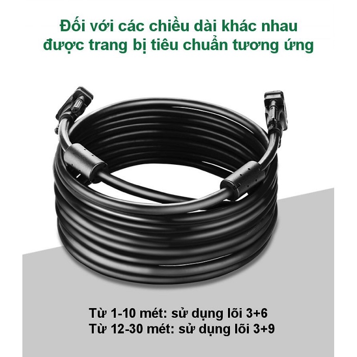 UGREEN 11634, Dây Cáp VGA 15M (3+ 6) dùng cho máy Chiếu, Máy tính cao cấp