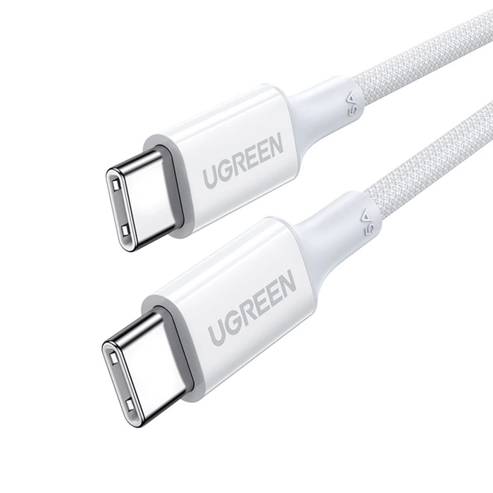 Ugreen 15266 UGREEN Cáp sạc nhanh USB-C sang USB-C silicon màu trắng 0,5m cao cấp