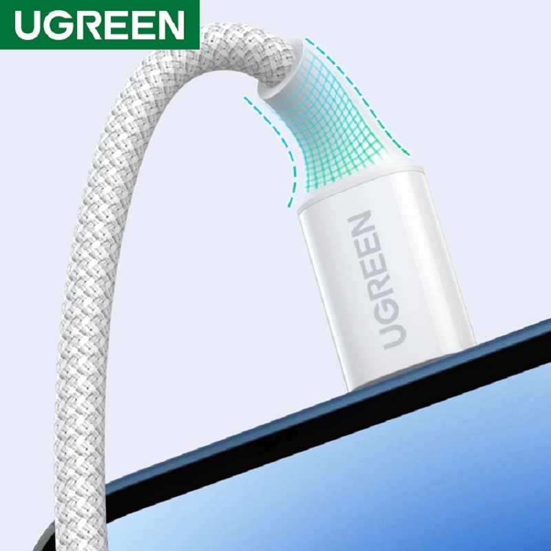 Ugreen 15266 UGREEN Cáp sạc nhanh USB-C sang USB-C silicon màu trắng 0,5m cao cấp