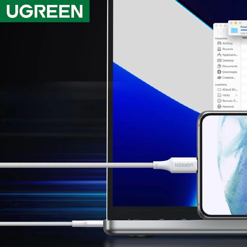 Ugreen 15266 UGREEN Cáp sạc nhanh USB-C sang USB-C silicon màu trắng 0,5m cao cấp