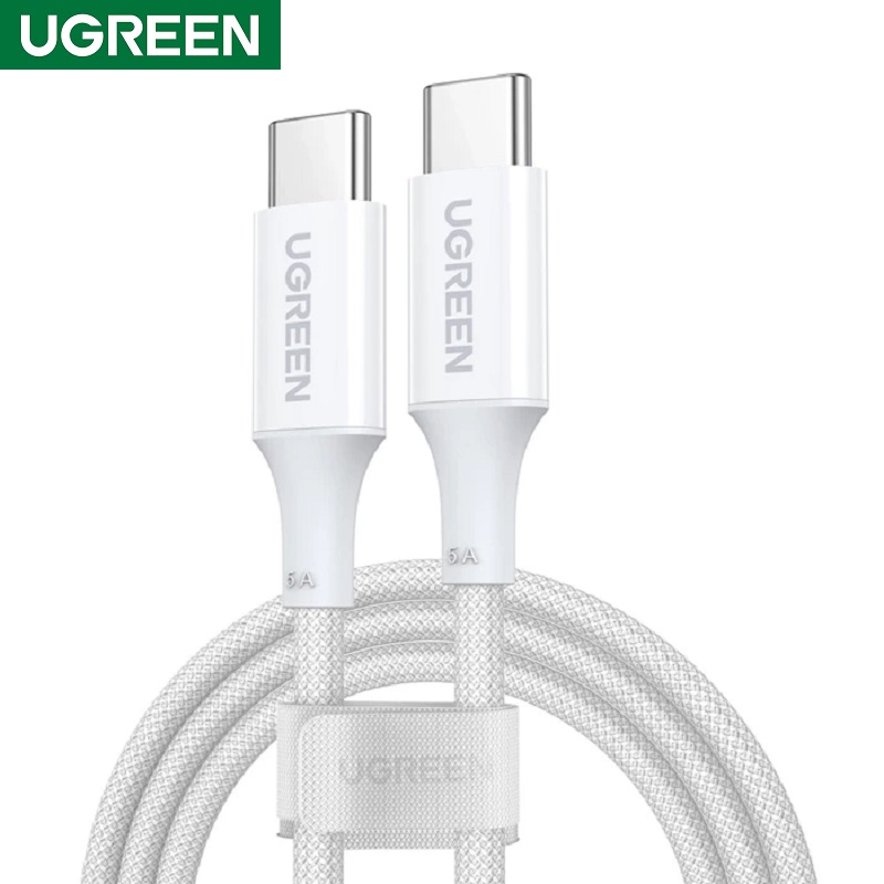 Ugreen 15266 UGREEN Cáp sạc nhanh USB-C sang USB-C silicon màu trắng 0,5m cao cấp