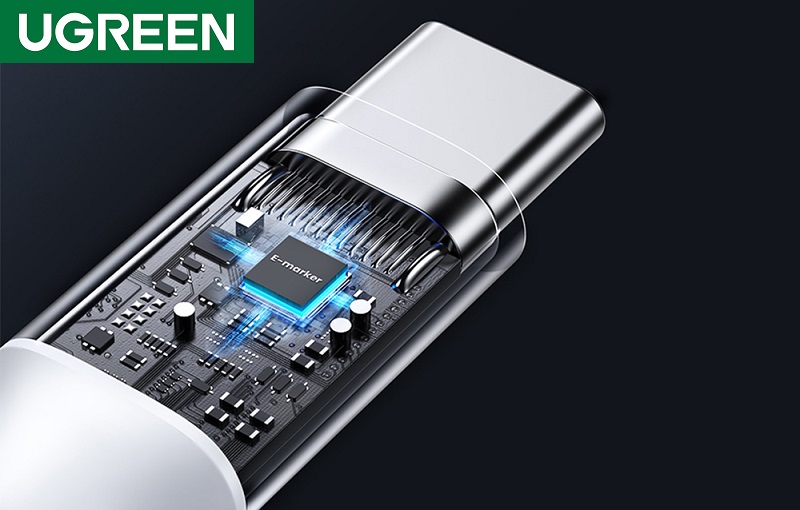 Ugreen 15270 Cáp sạc nhanh silicon  USB-C sang USB-C màu xanh 0,5m chính hãng