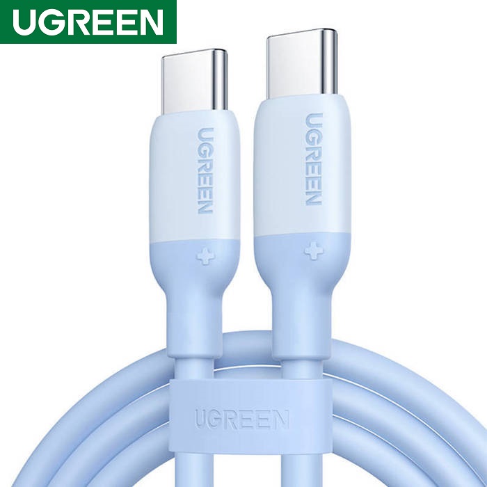 Ugreen 15279 UGREEN Cáp sạc nhanh silicon USB-C sang USB-C màu xanh 1m chính hãng