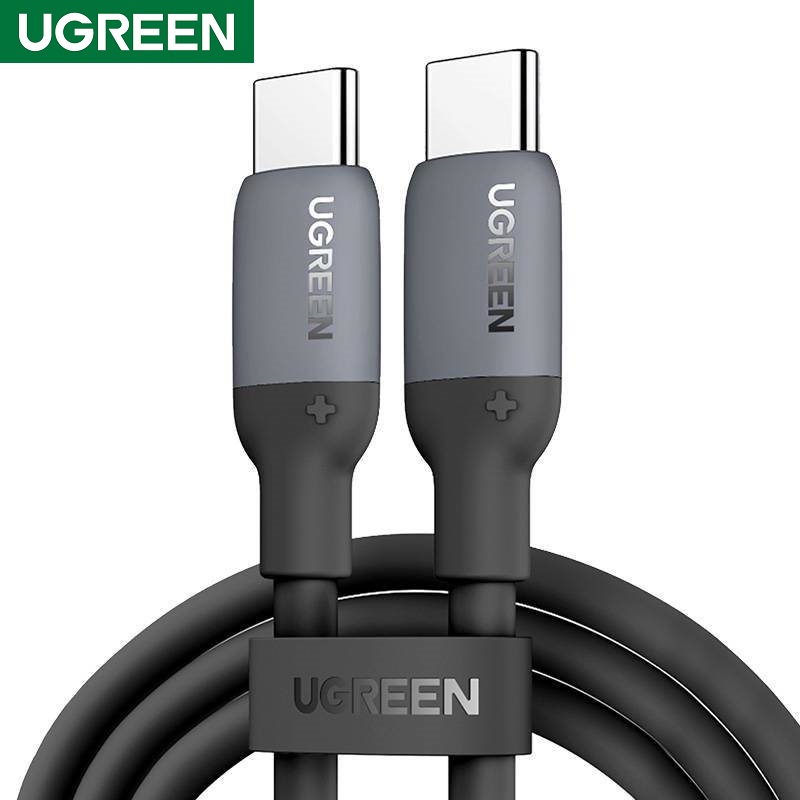 Ugreen 15282 Cáp sạc nhanh USB-C sang USB-C silicon màu đen 0,5m cao cấp