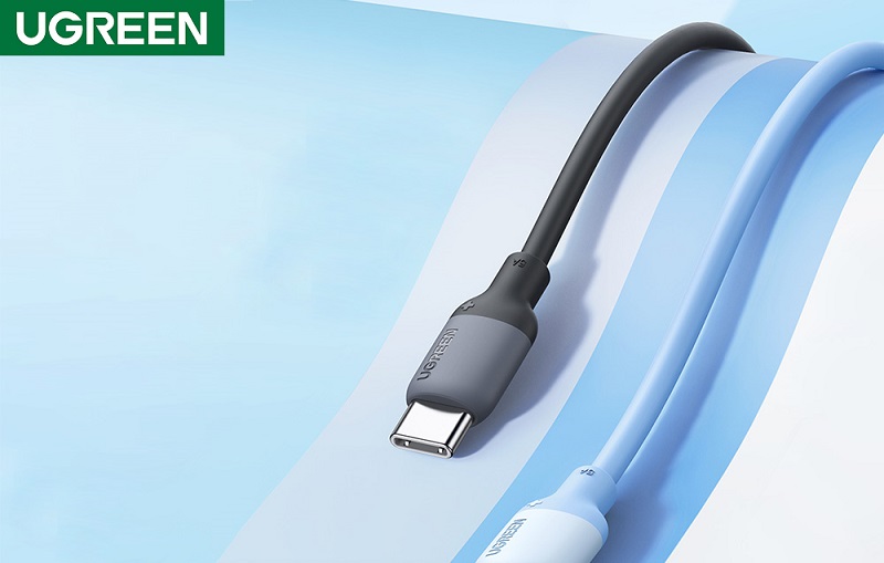 Ugreen 15283 Cáp sạc nhanh USB-C sang USB-C silicon màu đen 1m cao cấp