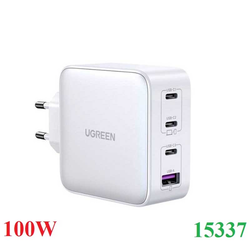 Ugreen 15337 Củ sạc nhanh 100W GaN Nexode 4 cổng,3 USB Type-C và 1 USB Type-A  cao cấp