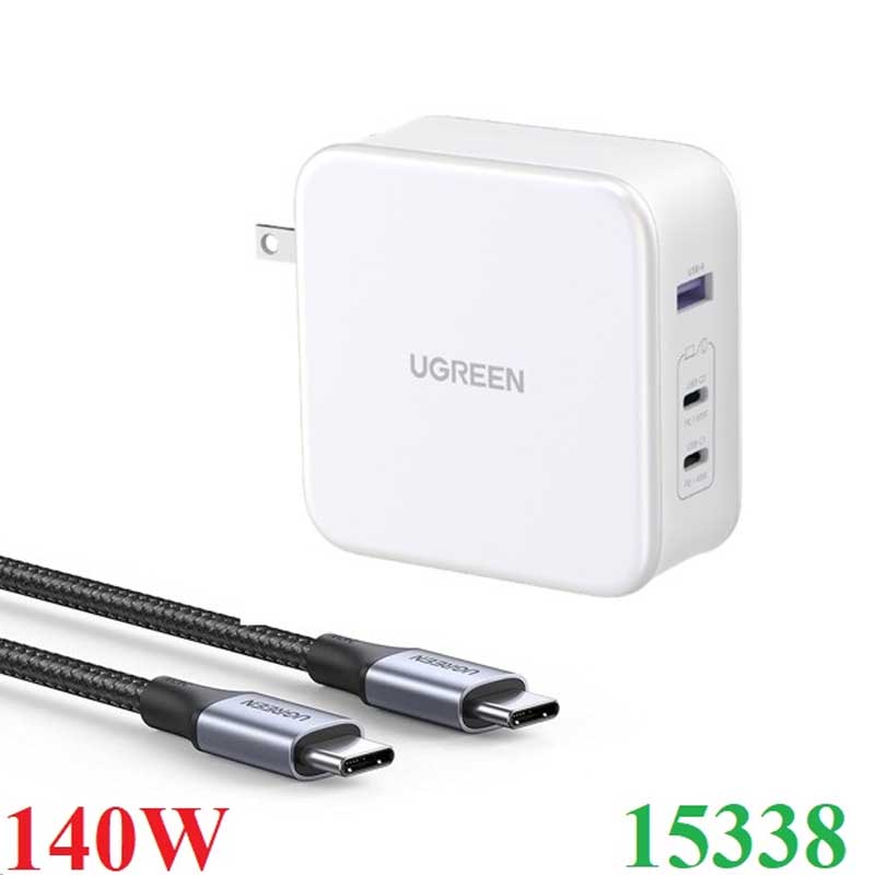 Ugreen 15338  Củ sạc nhanh Nexode 140W GaN PD3.1, 2 USB Type-C và 1 USB Type-A  cao cấp (US)