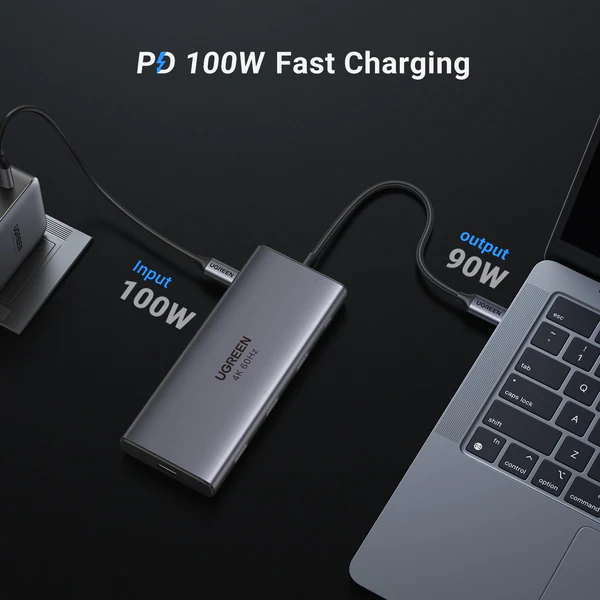 Ugreen 15532 Hub chuyển USB typeC sang 2*USB A3.0 + 1USBA + 1USB-C + HDMI + RJ45 Gigabit + SD/TF