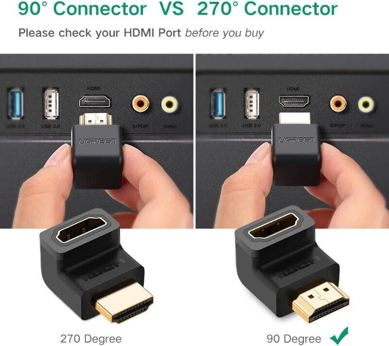 Ugreen 20109 , Đầu nối HDMI vuông góc 90 độ (bẻ xuống) Cao Cấp