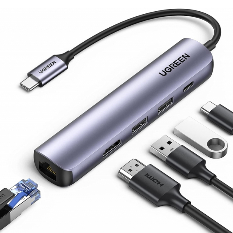 Ugreen 20197 Bộ chuyển đổi UGREEN USB-C sang 4*USB 3.0+HDMI 4K 30Hz