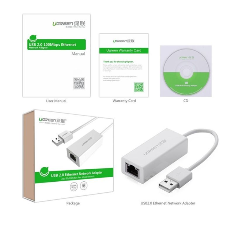 UGREEN 20255 Cáp chuyển USB 3.0 to Lan hỗ trợ 10/100/1000 Mbps chính hãng