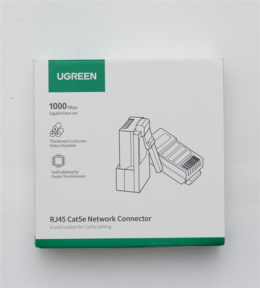 Ugreen 20329, Đầu bấm mạng RJ45 cat 5e Túi 10 Chiếc Cao Cấp Chính Hãng