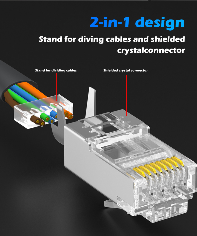 Ugreen 20842,Đầu bấm mạng RJ45 chuẩn Cat6 cao cấp có vỏ bọc inox Túi 10 chiếc