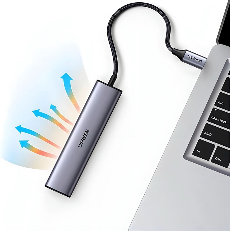 Ugreen 20932 Bộ chia 5 trong 1 USB Type C ra cổng USB 3.0 kèm Lan RJ45 cao cấp