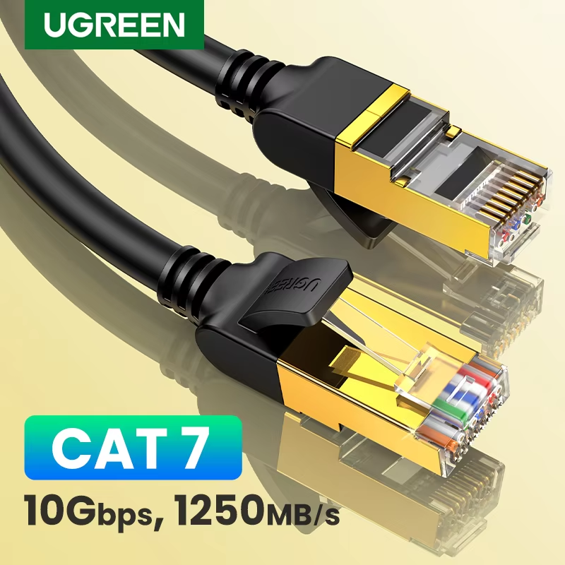 Ugreen 25215 Cáp mạng Cat7 dẹt U/FTP dài 10M tốc độ 10Gbps tần số 600Mhz cao cấp