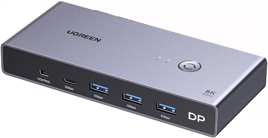 UGREEN 25962 Công tắc KVM DisplayPort 2 In 1 Out Chính Hãng - Chia Sẻ Màn Hình, Chuột, Bàn Phím