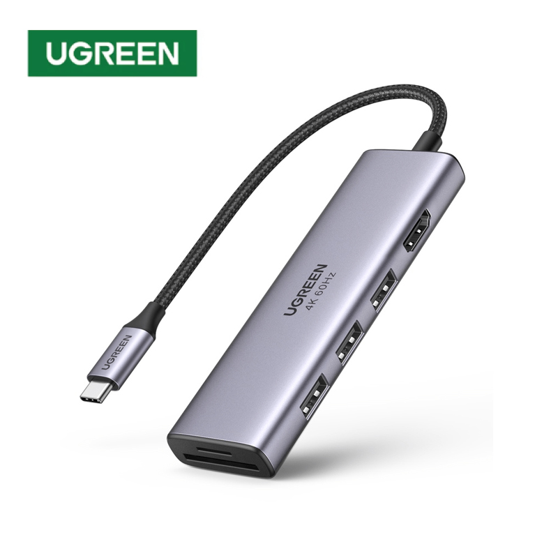 Ugreen 29034 Bộ chuyển UGREEN USB-C sang 3*USB 3.0 + HDMI + RJ45 4K60Hz