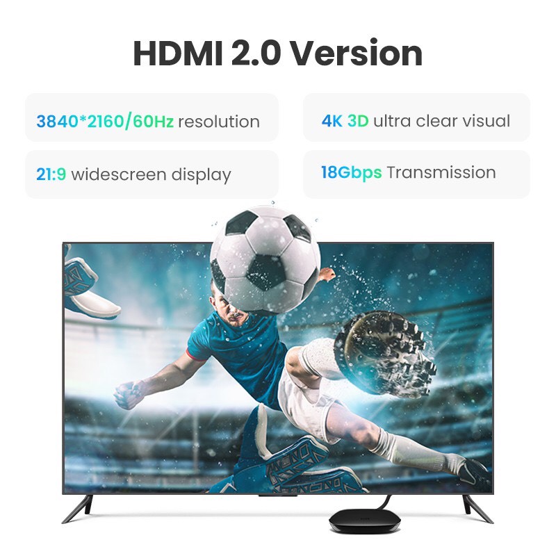 Ugreen 30115 Cáp HDMI UGREEN 0.5m (Đen) chính hãng hỗ trợ độ phân giải 40K/60Hz