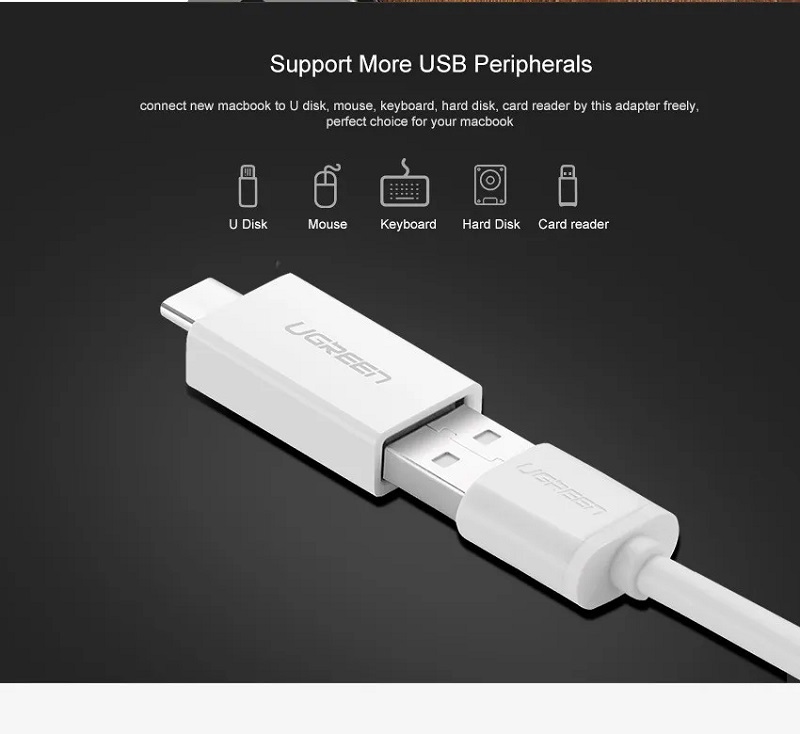 Ugreen 30155 Bộ chuyển đổi đầu cái USB-C sang USB 3.0 (Trắng)