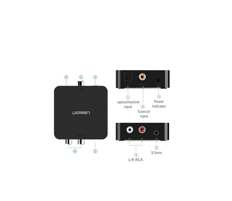 Ugreen 30523 Bộ chuyển đổi quang + Coaxial to RCA cao cấp