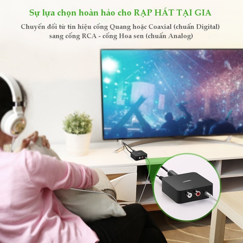 Ugreen 30523 Bộ chuyển đổi quang + Coaxial to RCA cao cấp