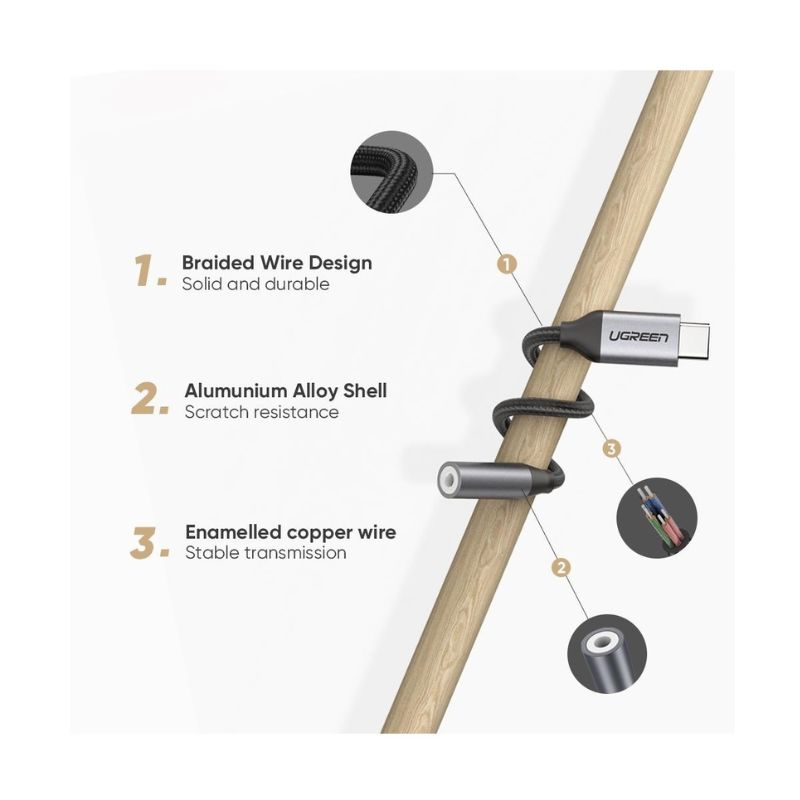 UGREEN 30632 Cáp chuyển đổi USB type-C to 3.5mm chính hãng