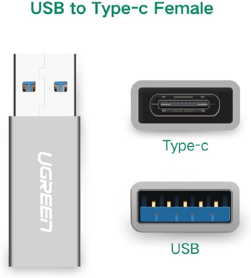 Ugreen 30705 Bộ Chuyển Đổi USB 3.0 Loại A  sang USB 3.1 Loại C chính hãng.